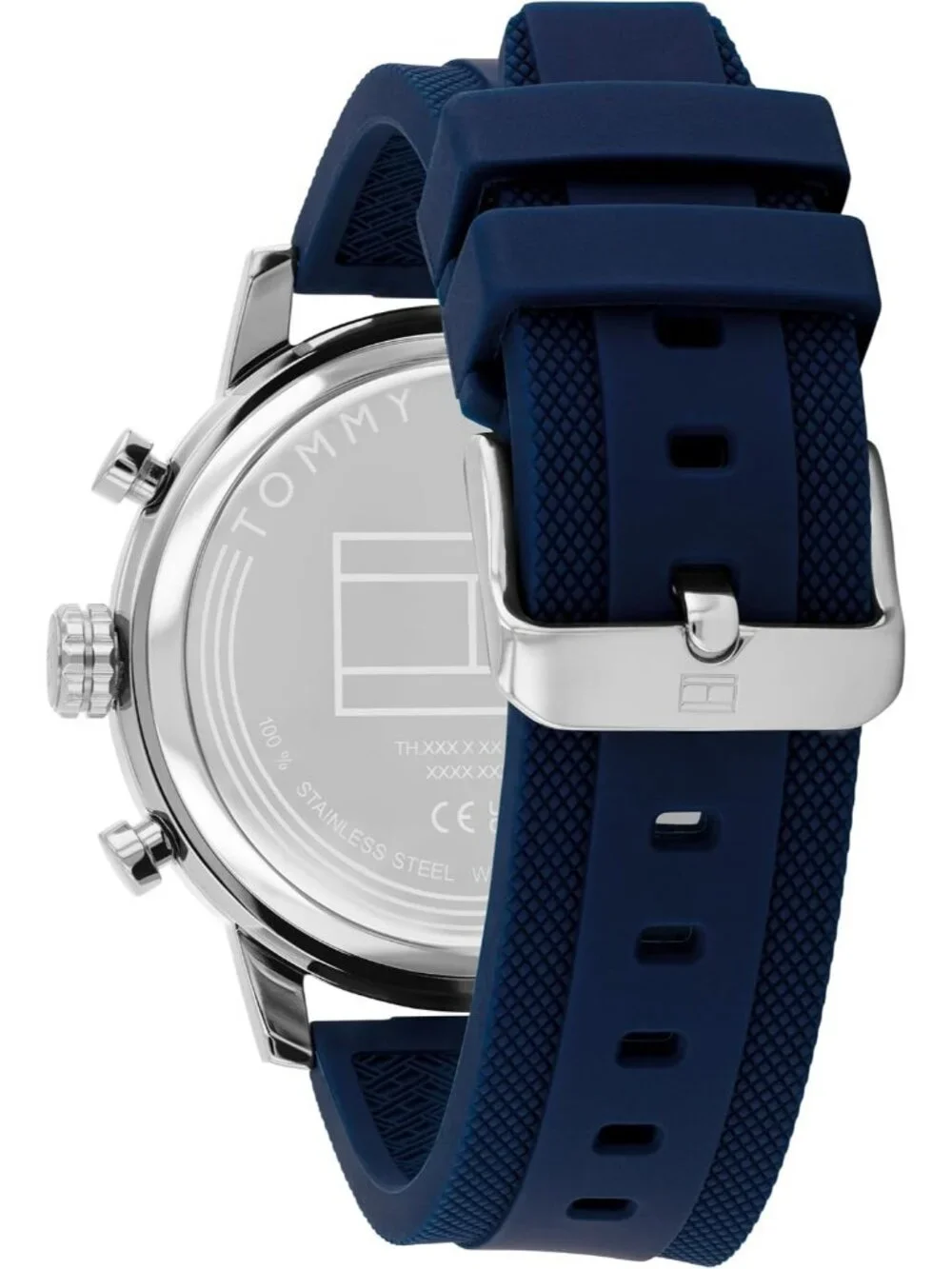 Men's Blue Quartz Multifunction Stainless Steel Case Oversized Crown Wrist Watch
